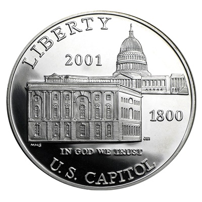 2001 Capitol Visitor Center Silver Proof $1 (Capsule) - Click Image to Close